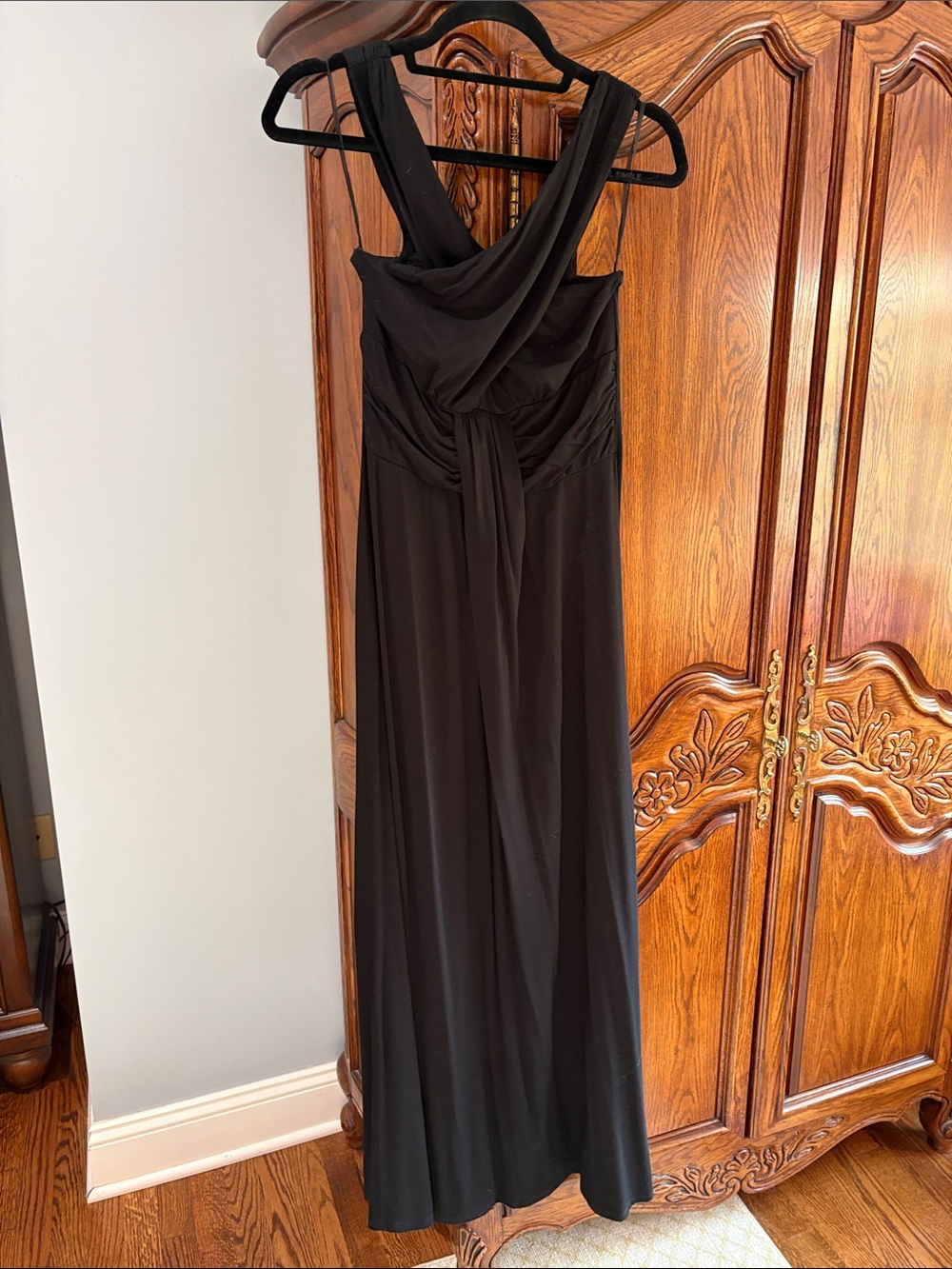 VENUS Black Draped Maxi Dress